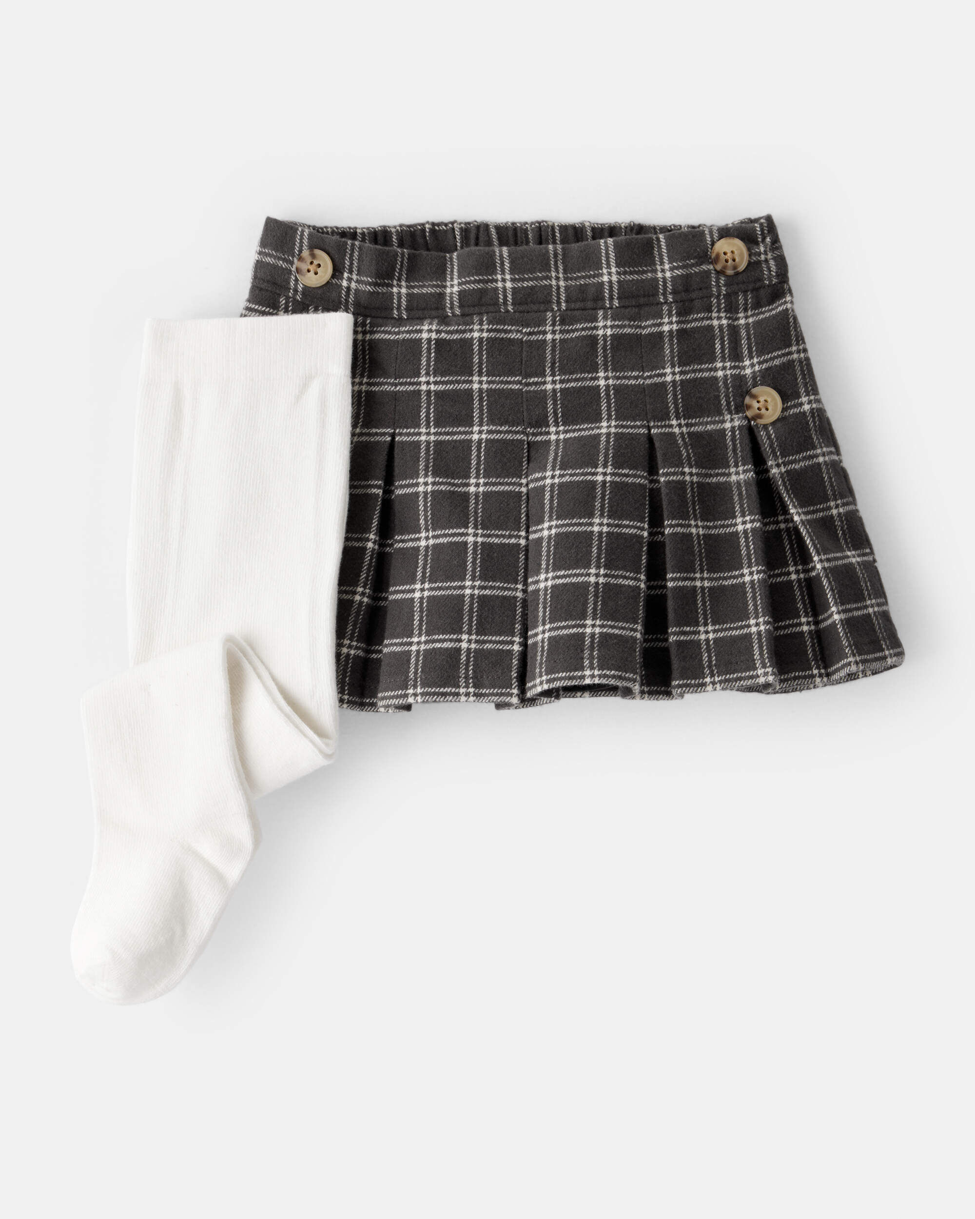 Baby Girl 2-Piece Plaid Cotton Skort