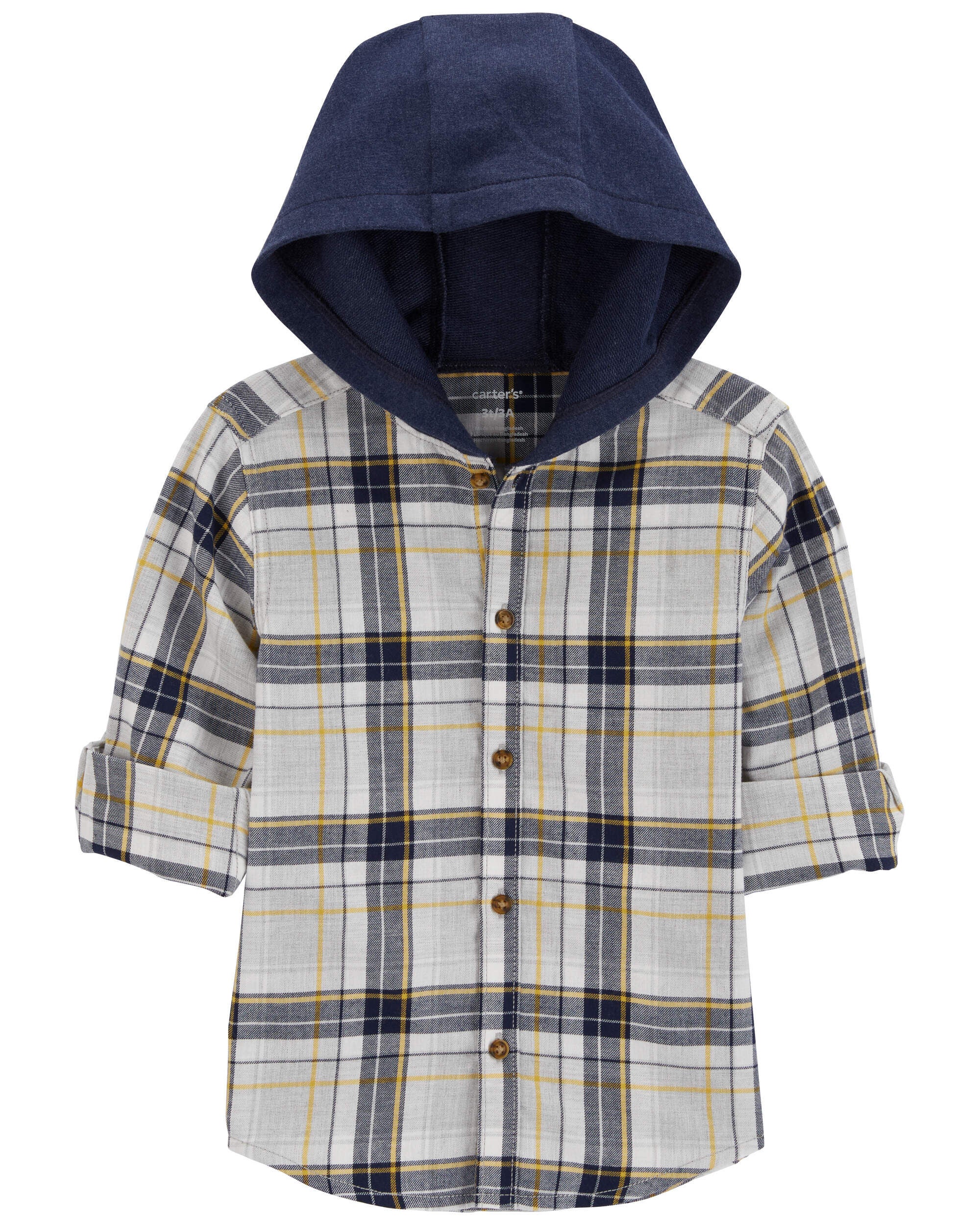 Plaid hooded button up shirt 2025