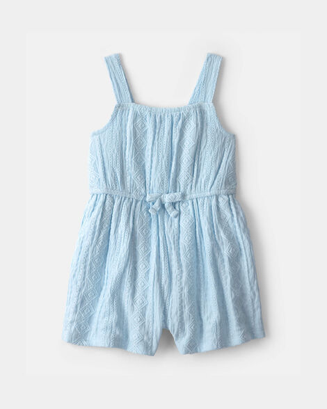 baby girl textured romper - blue