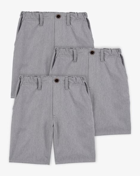 Product image 1 of Kid 3-Pack Active Pull-On Uniform Shorts - Grey