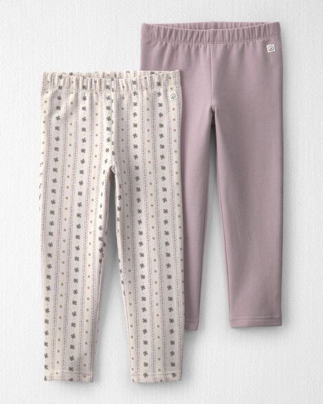 Toddler Girl 2-Pack Recycled Fleece Leggings Made with Organic Cotton
