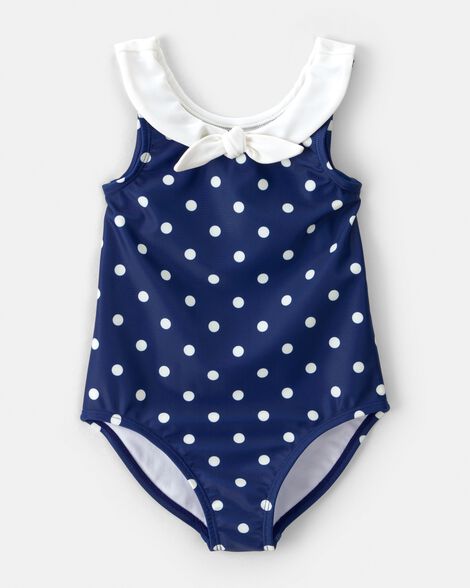 toddler girl polka dot 1-piece swimsuit - navy