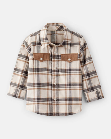 Product image 1 of Baby Boy Western Plaid Cotton Long-Sleeve Button-Down