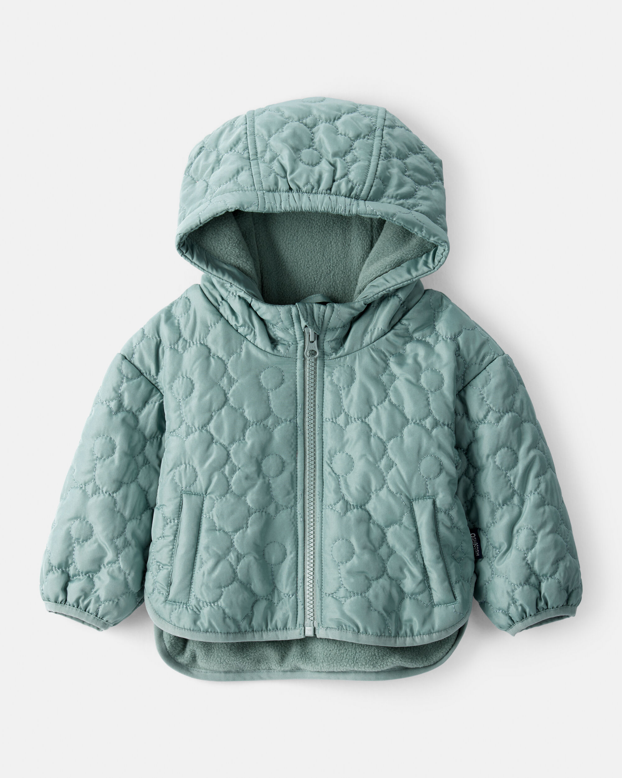 【Anyone more】Milka Duffel Fleece Quilted Short Coat Baby Girl Floral Quilted Long-Sleeve Midweight Jacket