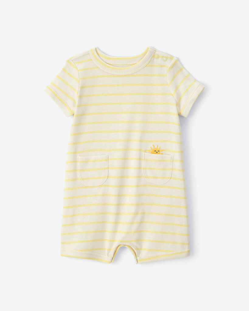 Carter's baby sun striped short-sleeve romper 12M Yellow