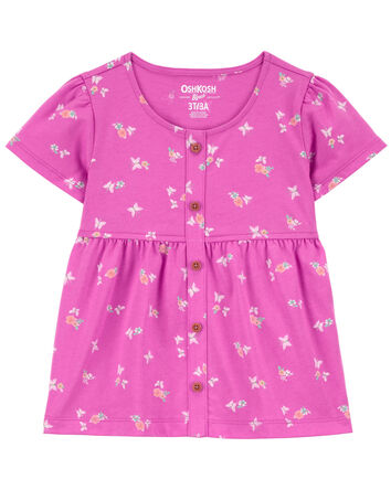 Baby Butterfly Print Button-Front Top