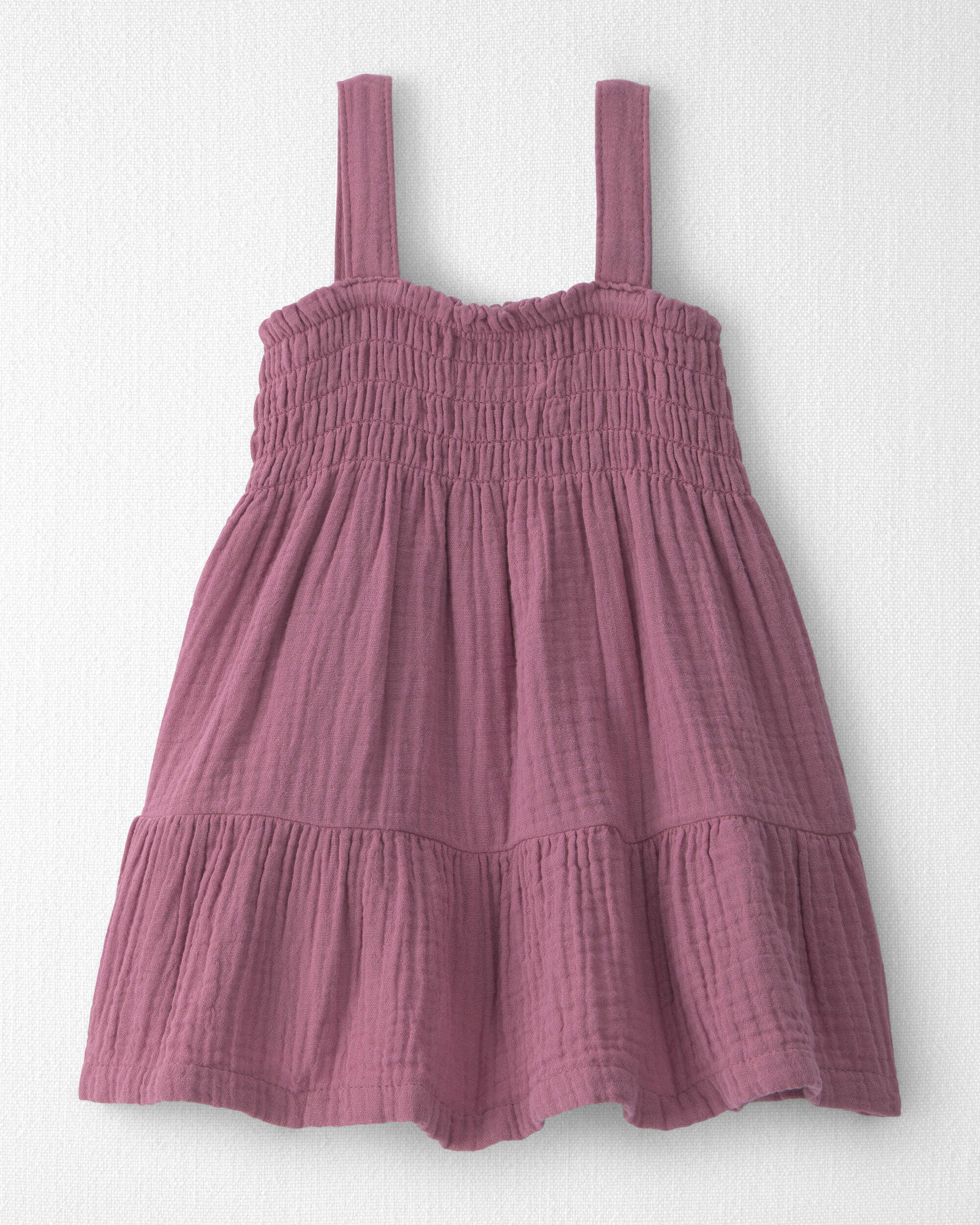 Little Planet Baby Girl Organic Cotton Smocked Gauze Dress 12M Mauve 27$