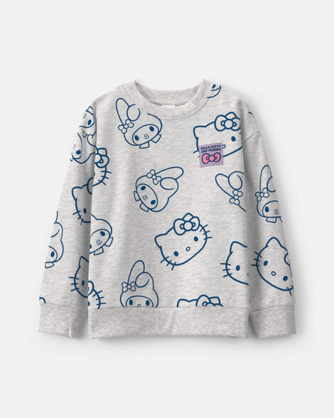 girls hello kitty® fleece pullover sweatshirt - grey