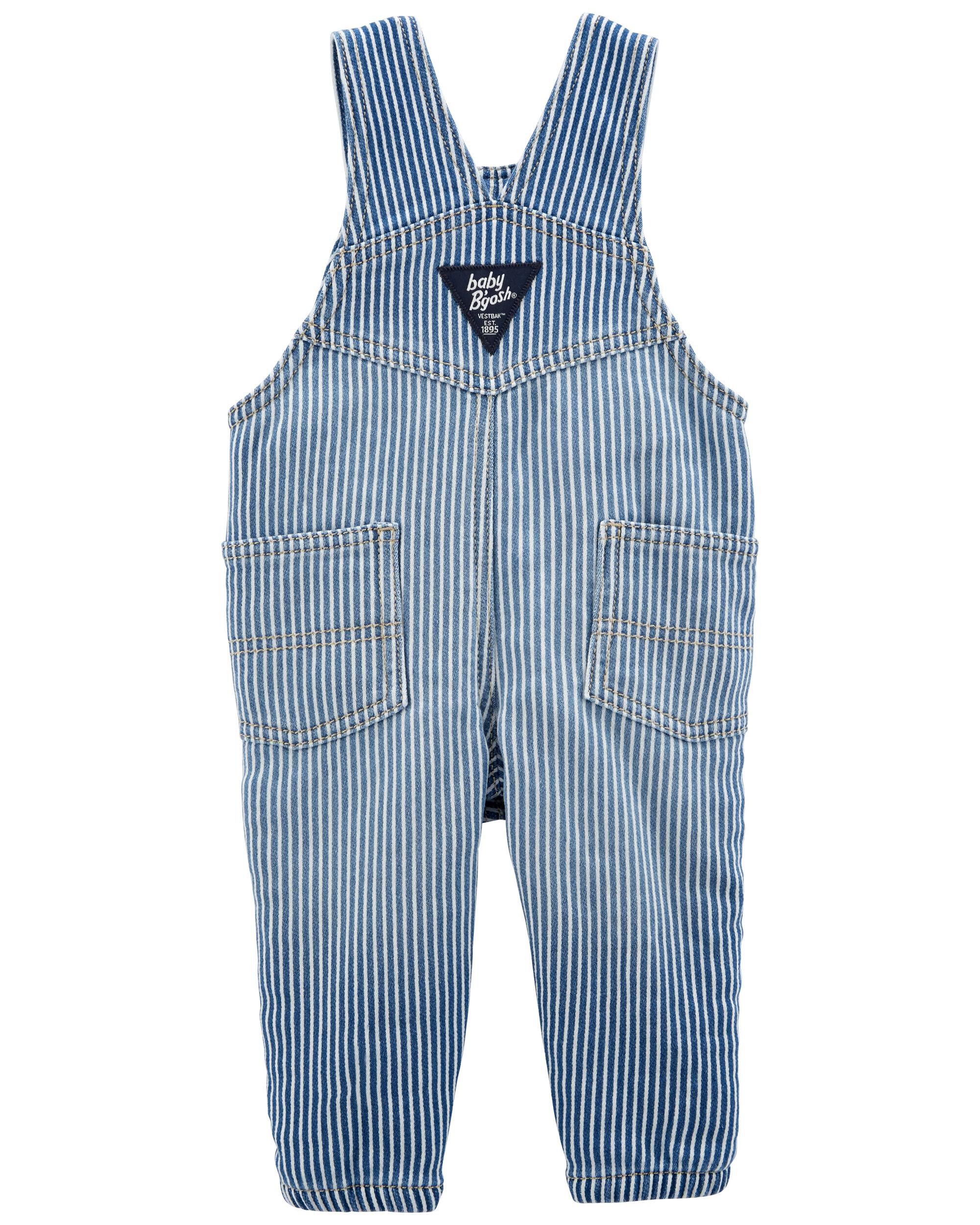 Baby Knit-Like Denim Hickory Stripe Overalls - OshKosh