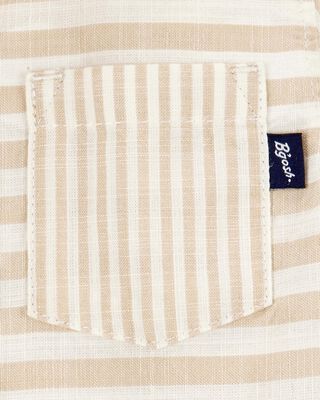 Product image 2 of Baby Striped Button-Front Short-Sleeve Bodysuit - Tan