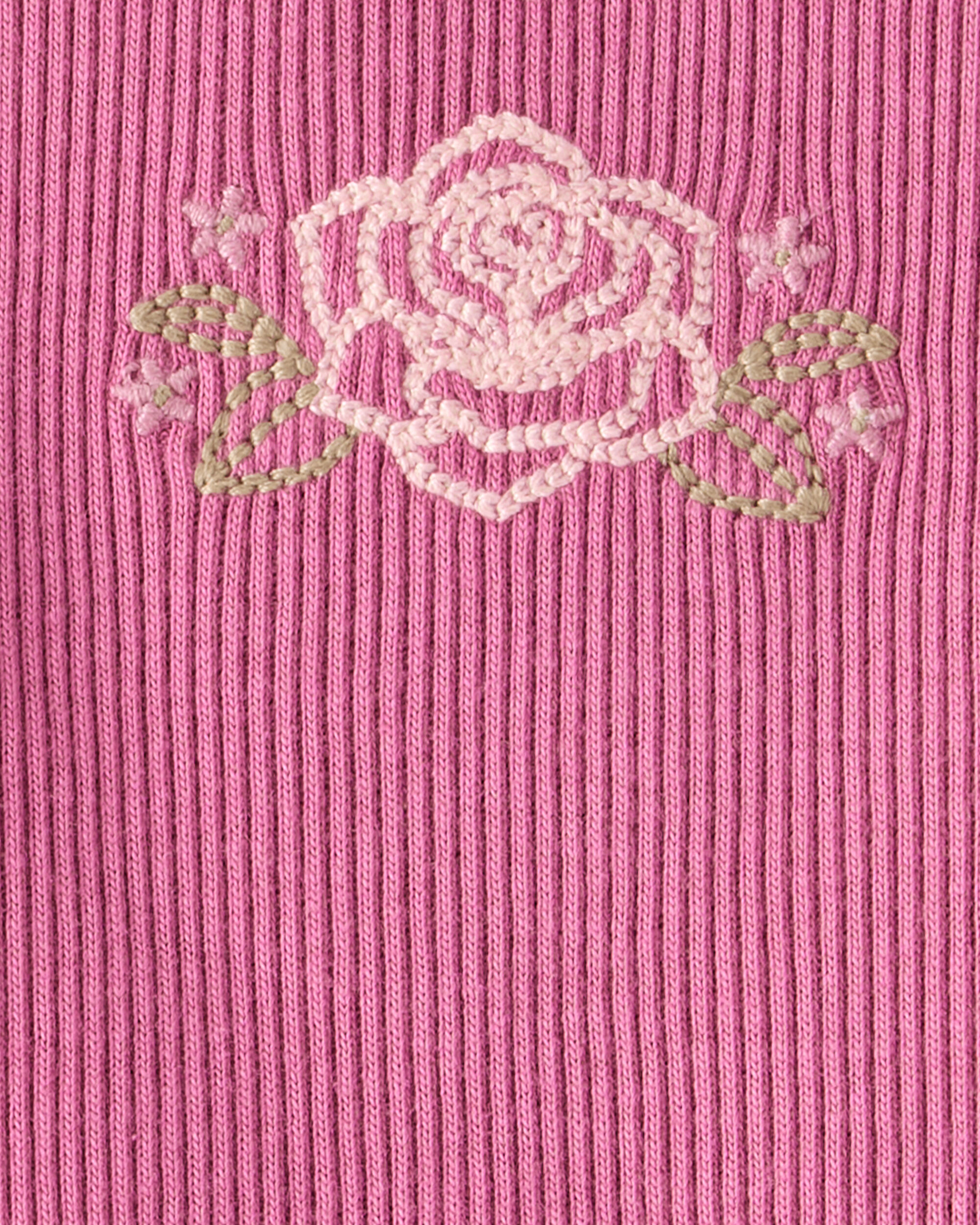 Baby Girl Flower Cotton Short-Sleeve Top - Pink