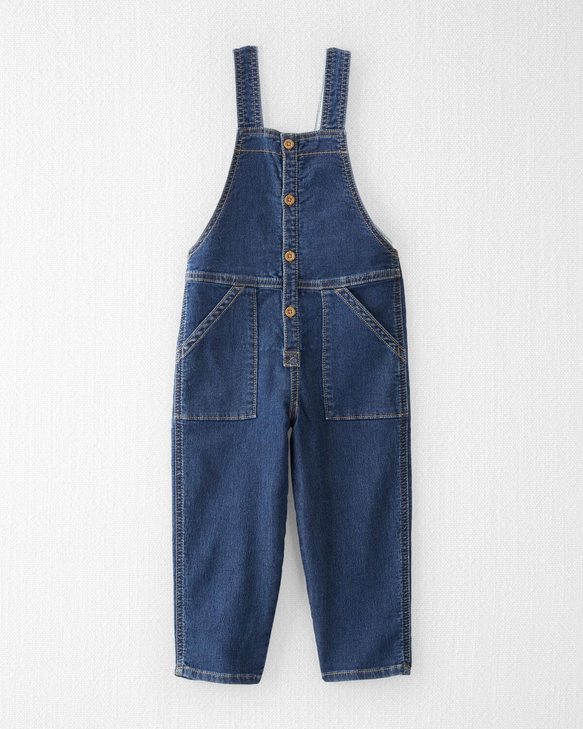 Toddler Worker Denim Solid Color Overalls main image 0