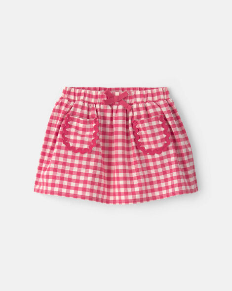 baby girl gingham pocket skort - red