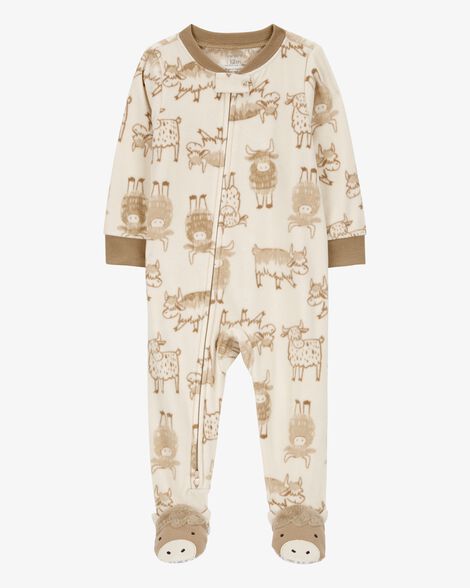  Product image 1 of Baby 1-Piece Cow Print Fleece Footie Pajamas