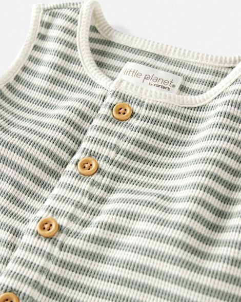 Product image 2 of Baby Organic Cotton Waffle Knit Romper in Stripes