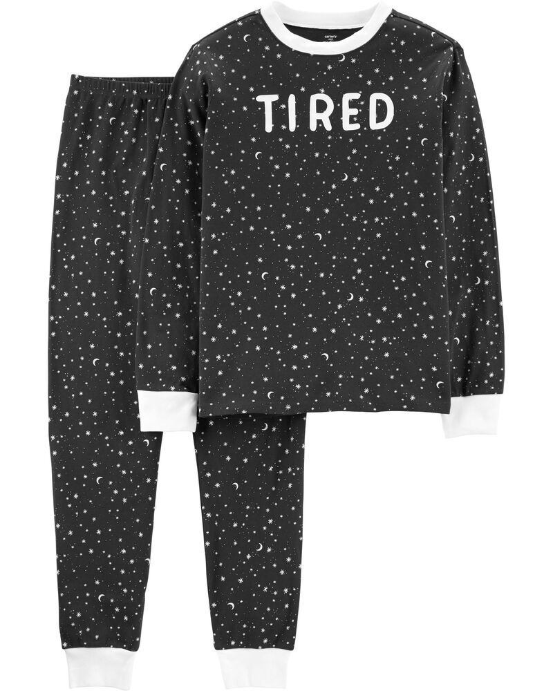 2 Piece Adult Tired Snug Fit Cotton PJs