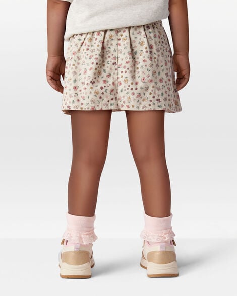 Toddler Girl Floral Print Cotton Skirt - White
