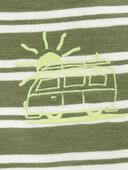 Green - Toddler Sun Striped Cotton Short-Sleeve Tee - Green, Selected