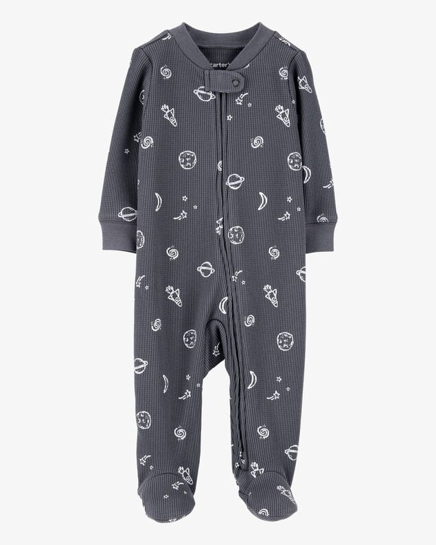 Product image 1 of Baby Boy Space Print 2-Way Zip Waffle Knit Sleep & Play - Grey