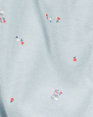 Product image 2 of Baby Floral Print Ribbed Short-Sleeve Romper - Blue