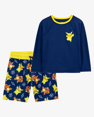 Product image 1 of Kid 2-Piece Pokémon Pikachu Rashguard & Swim Trunk Set