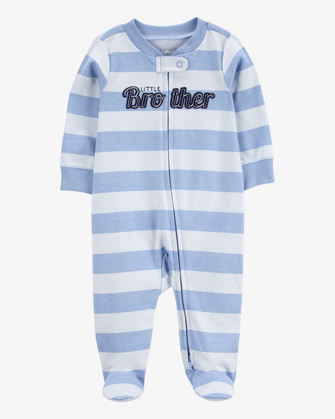baby little brother 2-way zip cotton sleep & play pajamas