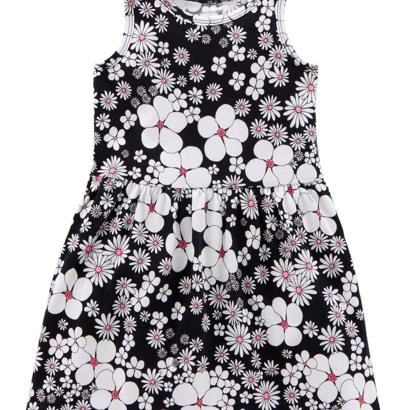 null Black Floral Tank Jersey Dress