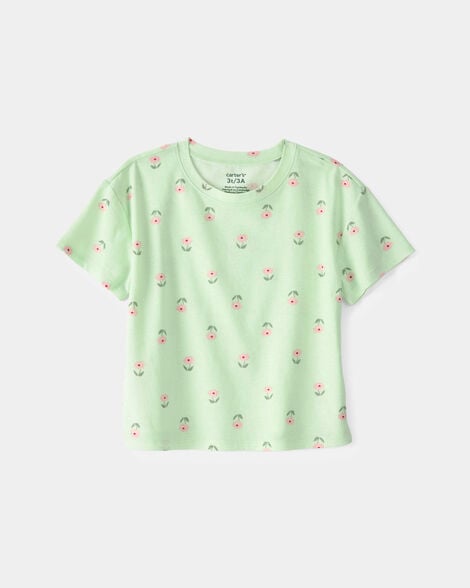 toddler girl floral relaxed top - green