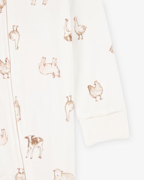  Product image 2 of Baby Farm Animals Print 2-Way Zip PurelySoft Sleep & Play Pajamas - Ivory
