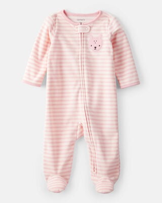 Baby Girl Floral Print Loose Fit Long-Sleeve Sleep & Play Pajamas - Pink