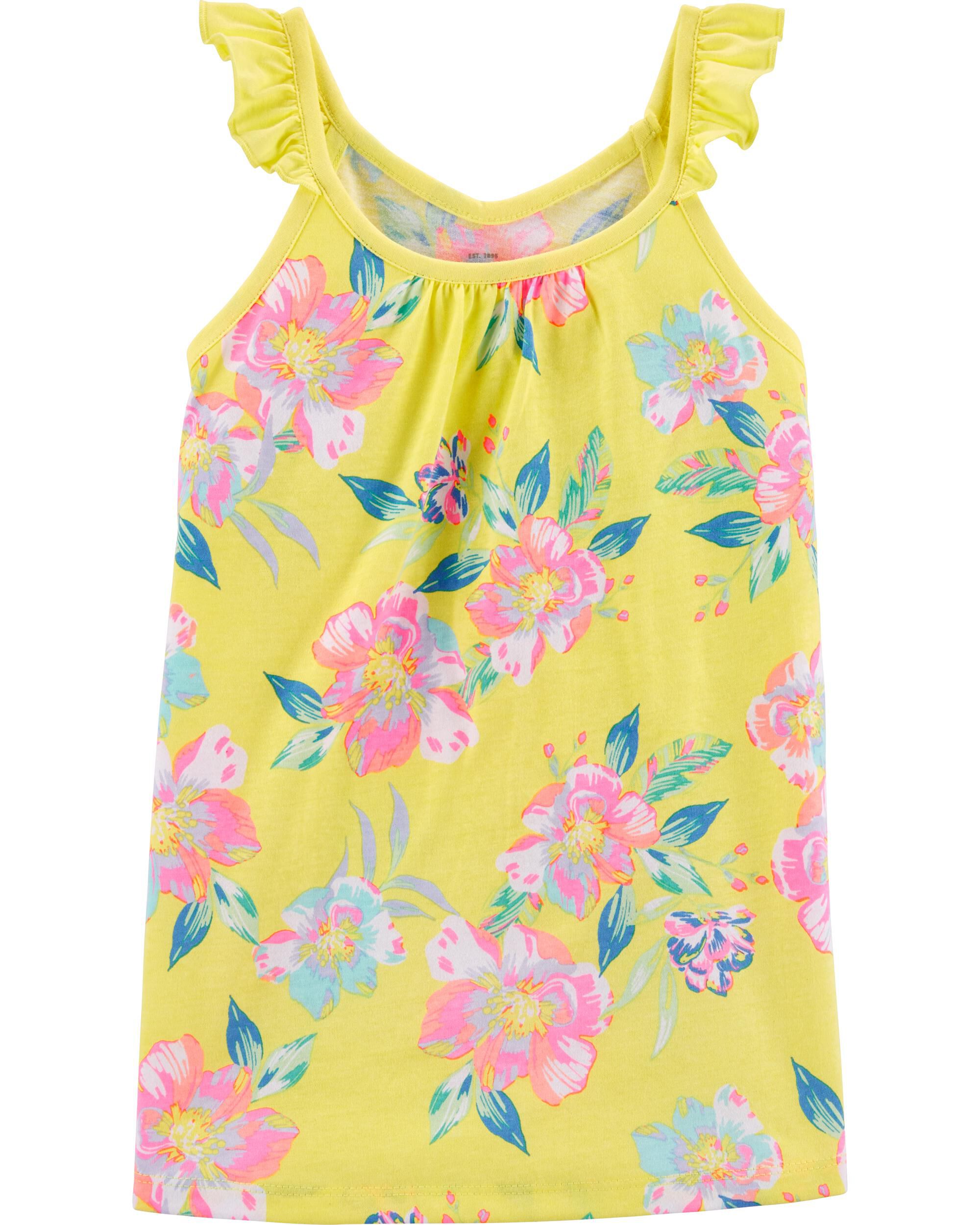 *CLEARANCE* Tropical Floral Ruffle Tank