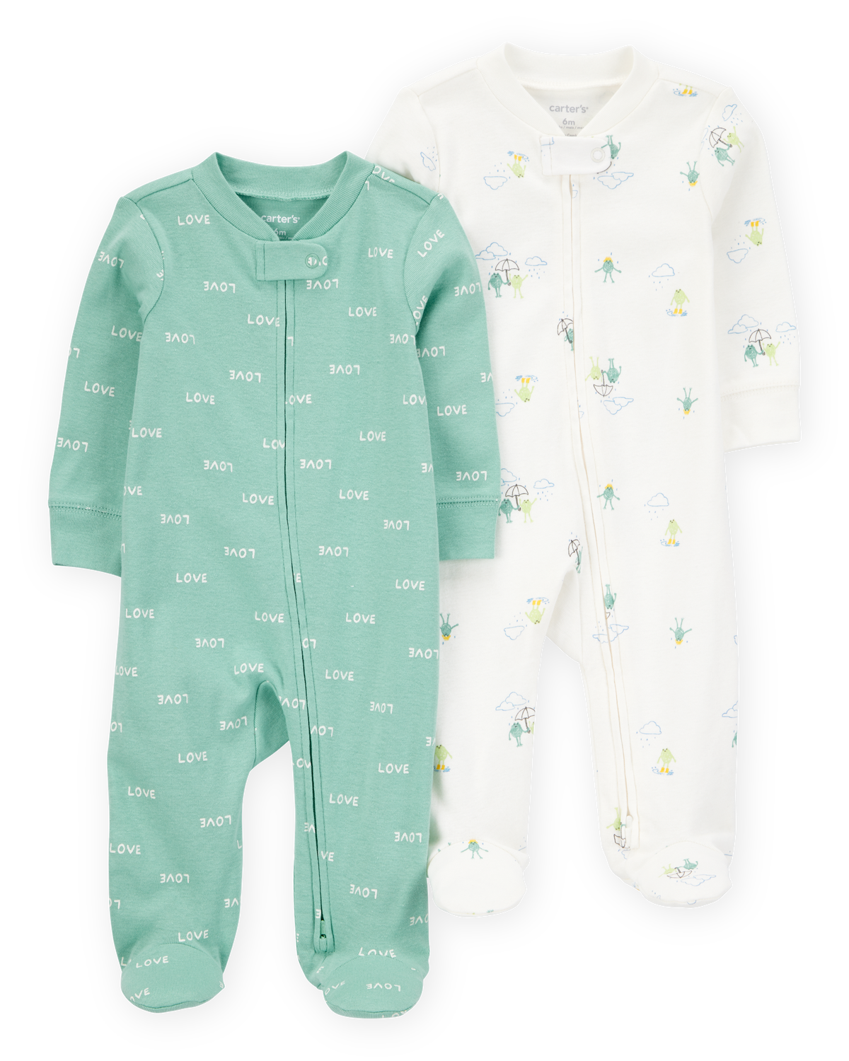 Baby 2-Pack Frog 2-Way Zip Cotton Sleep & Play Pajamas Baby 2-Pack Frog 2-Way Zip Cotton Sleep & Play Pajamas