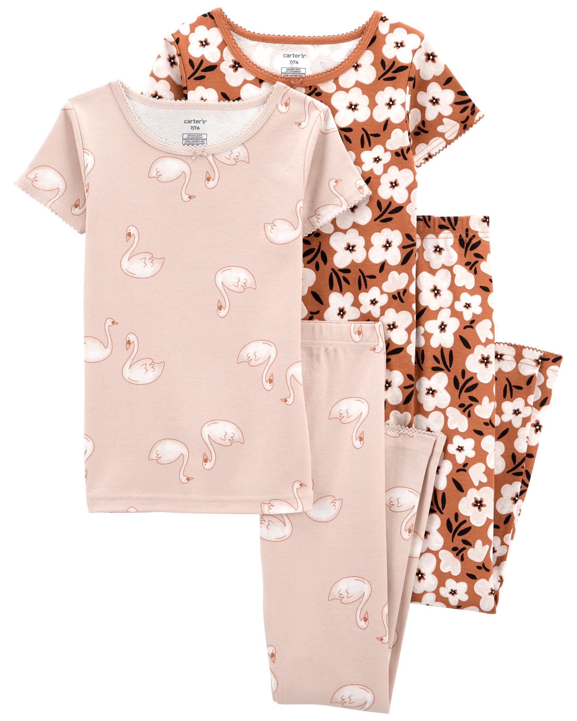 NWT Girls Carter's 4-Piece Cotton Pajama Set assorted prints & sizes 