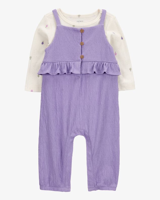 Product image 1 of Baby 2-Piece Long-Sleeve Tee & Coverall Set - Purple
