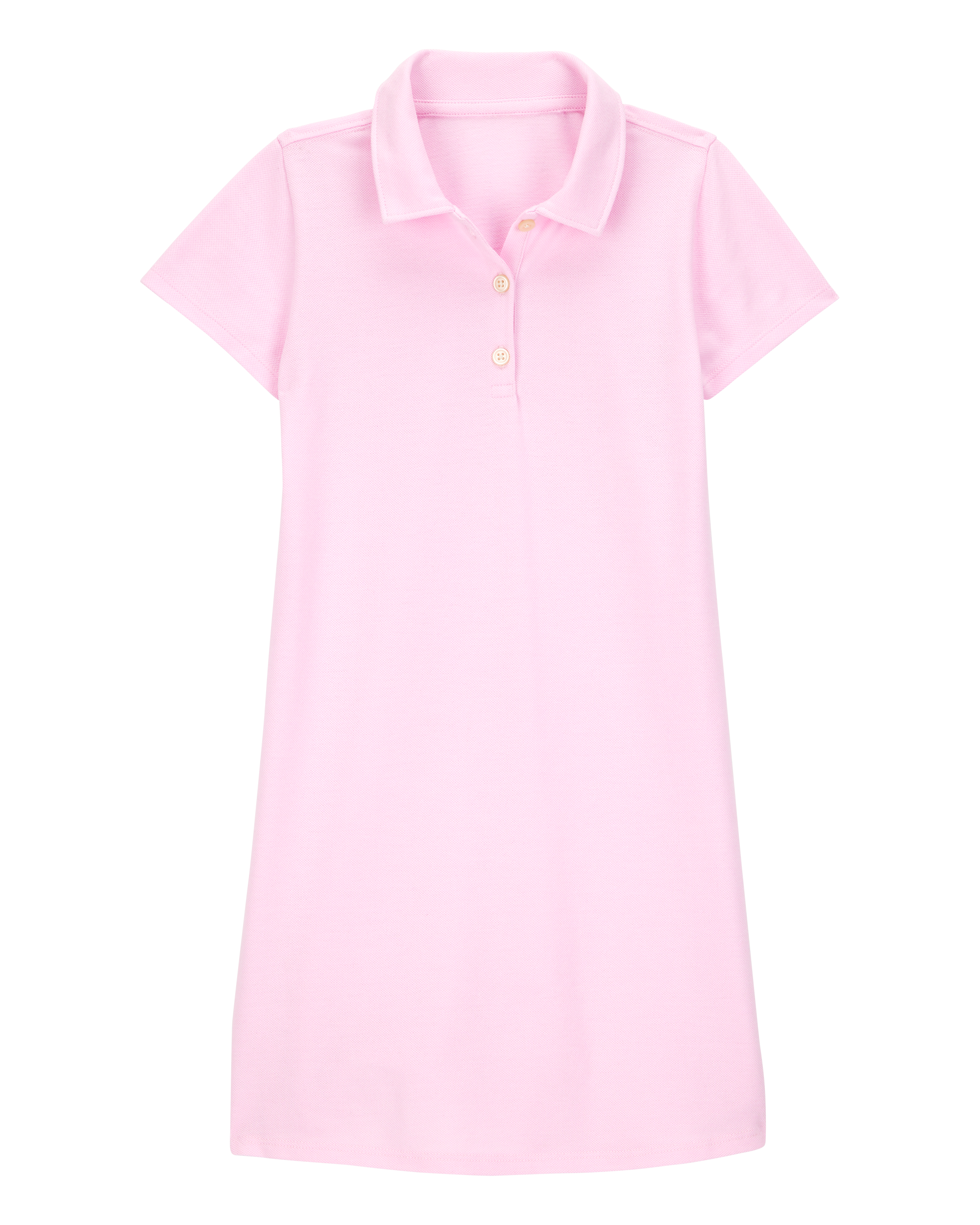 Kid Pique Short-Sleeve Uniform Dress - Pink