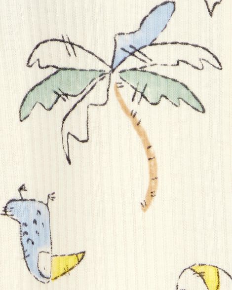  Product image 2 of Baby Palm Tree Print 2-Way Zip Sleep & Play Pajamas - Ivory