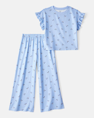 Girls Solid Loose Fit 2-Piece Pajamas - Coral