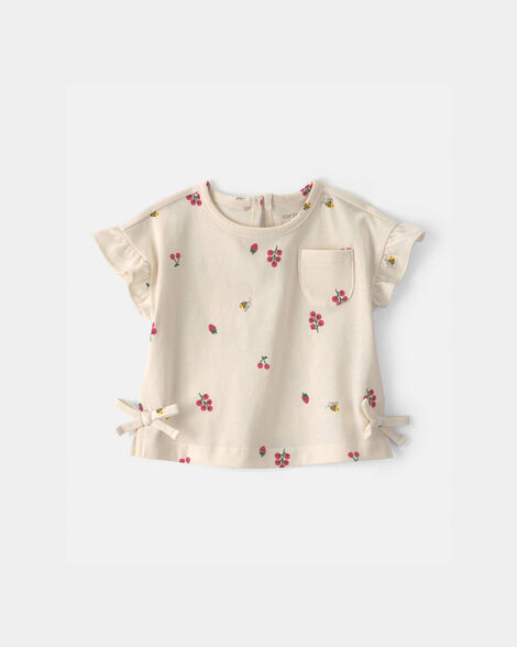 baby girl floral short-sleeve top - cream