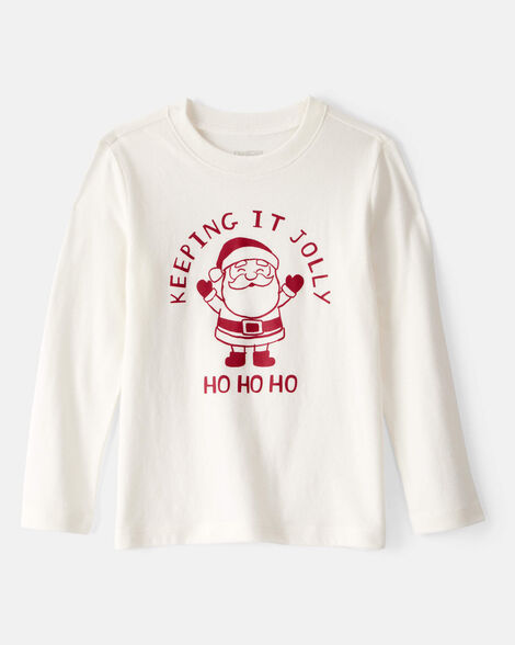 Toddler Christmas Keeping It Jolly Santa Long-Sleeve Graphic Tee - White