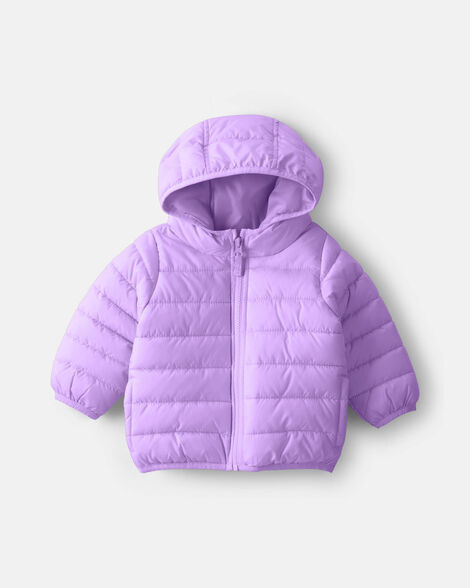 baby girl midweight packable puffer - purple