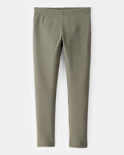 Product image 1 of Kid Solid Cotton Ribbed Stretch Leggings - Green