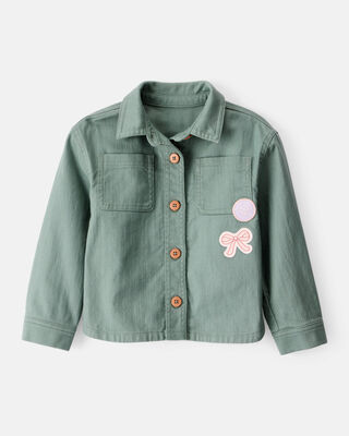 Product image 1 of Toddler Girl Patchwork Cotton Long-Sleeve Utility Fashion Jacket - Green