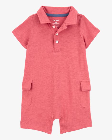 Product image 1 of Baby Polo Cotton Romper - Red