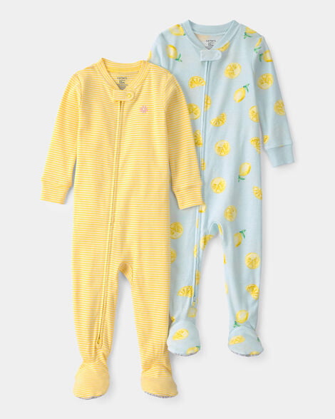 toddler 2-pack lemon snug fit 1-piece pajama - yellow/blue