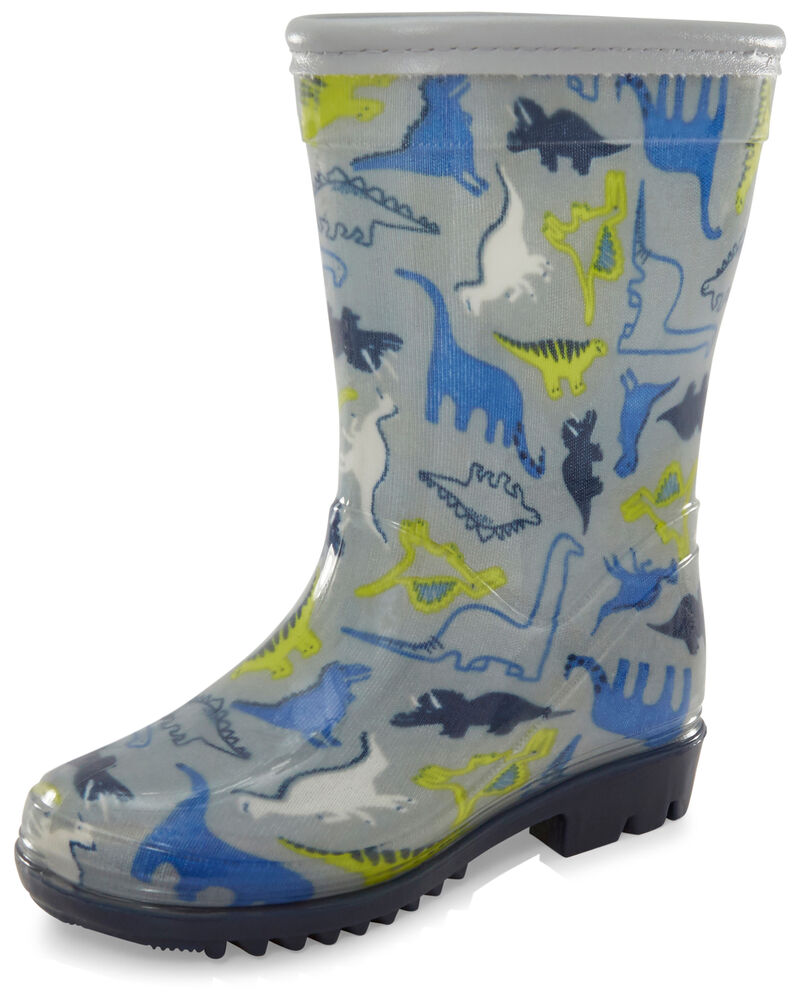 Grey Toddler Dinosaur Rain Boots