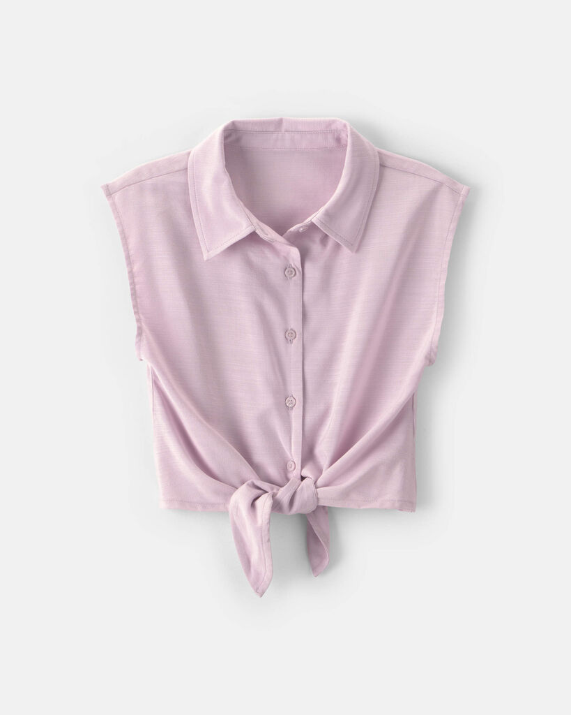 OshKosh B'gosh Girls Cropped Tie-Front Top 10 Purple