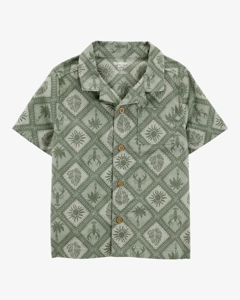 Product image 1 of Toddler Tile Print Button-Down Shirt - Green