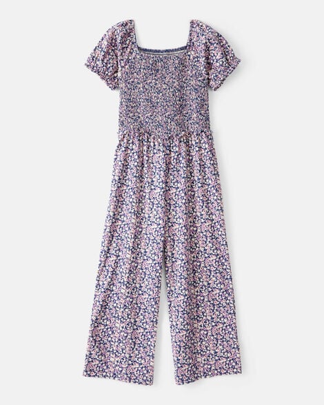 Product image 1 of Kid Floral Smocked Short-Sleeve Jumpsuit