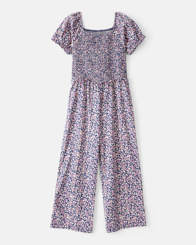 Product image 1 of Kid Floral Smocked Short-Sleeve Jumpsuit