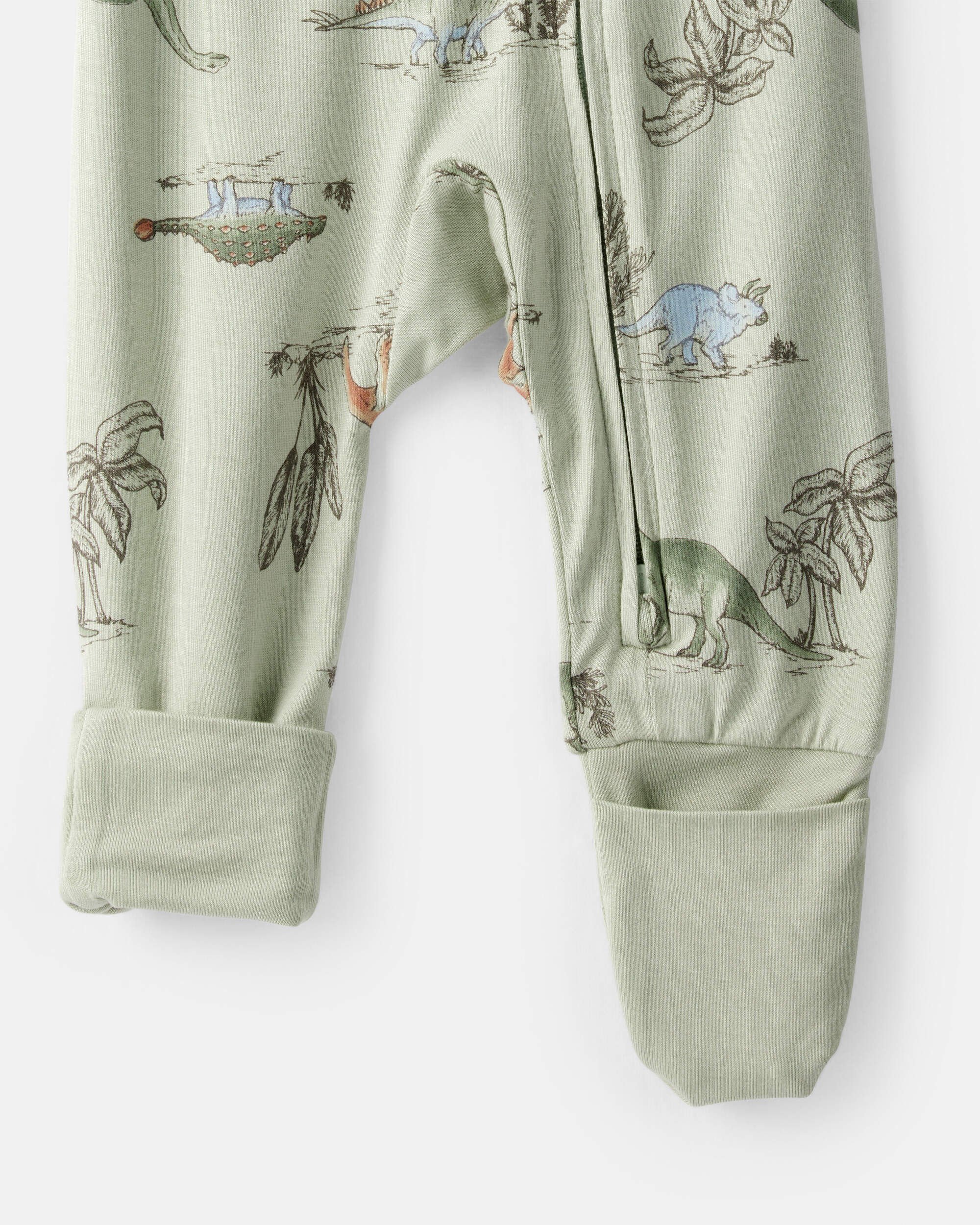 Baby Boy Dinosaur Print PurelySoft Long-Sleeve Sleep & Play - Green